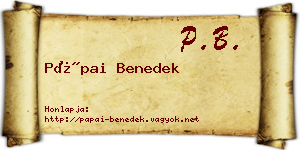 Pápai Benedek névjegykártya