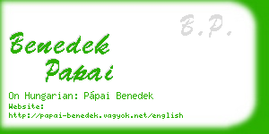 benedek papai business card